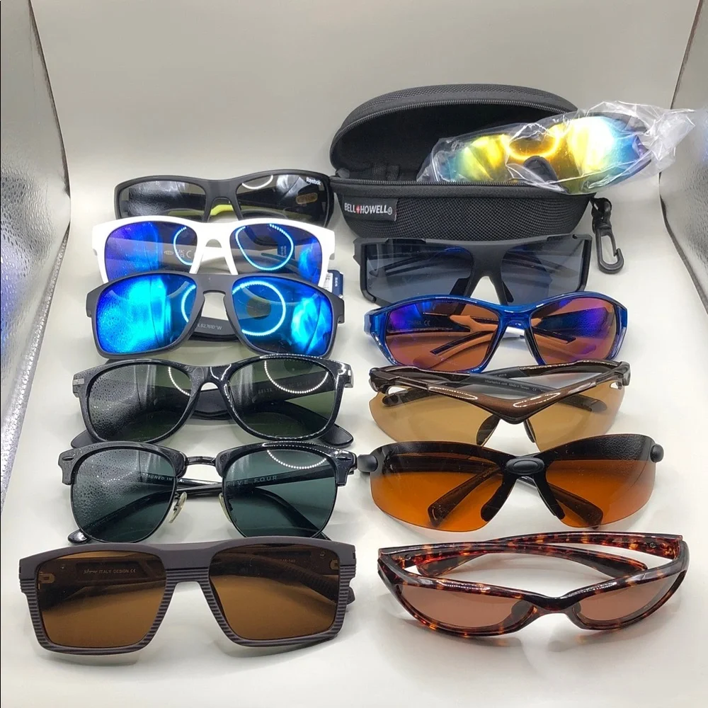 Bundle 12 sporty outdoors casual sport men's sunglasses variety of brands style
